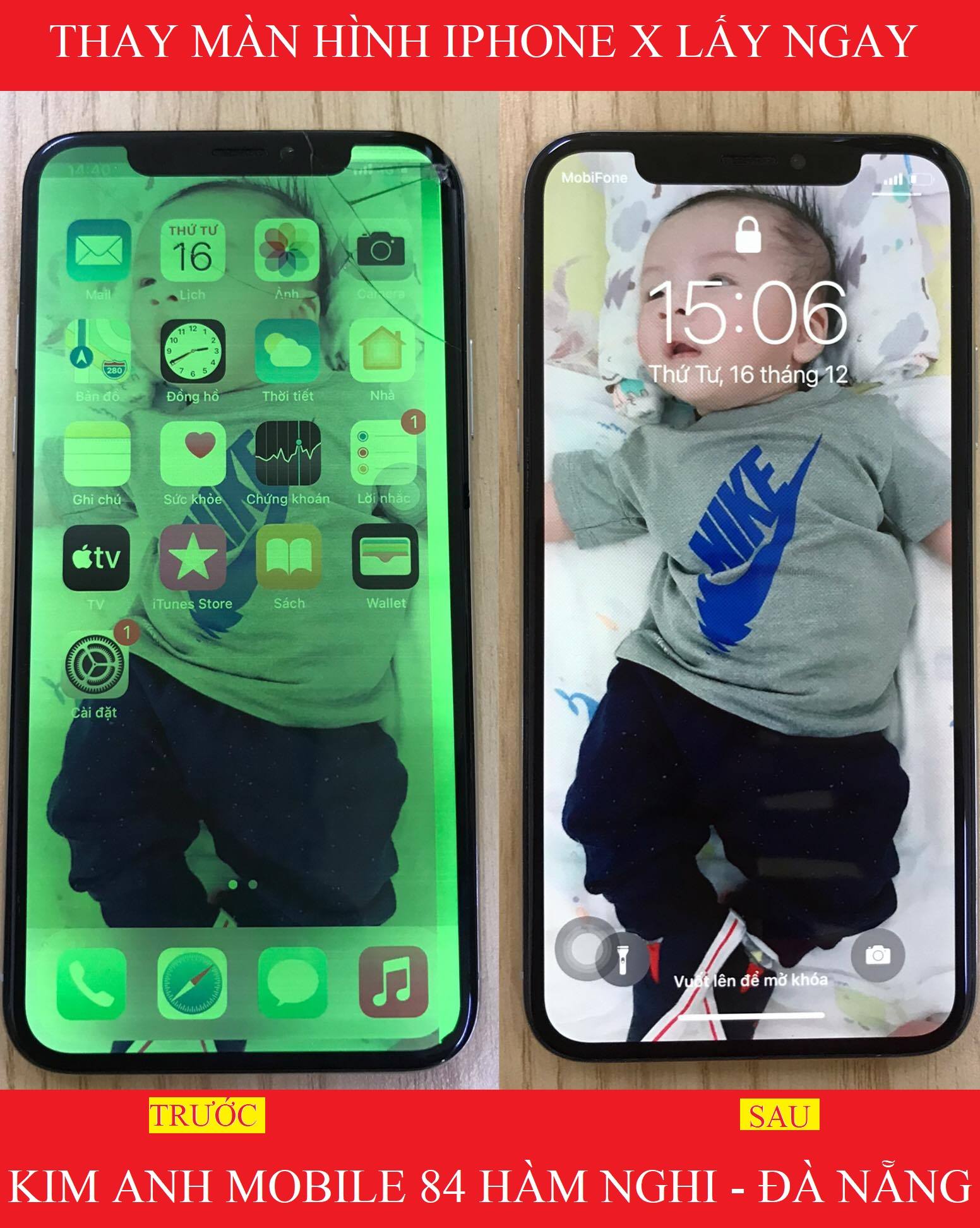 Dịch vụ thay màn hình iphone x chính hãng giá rẻ nhất đà nẵng