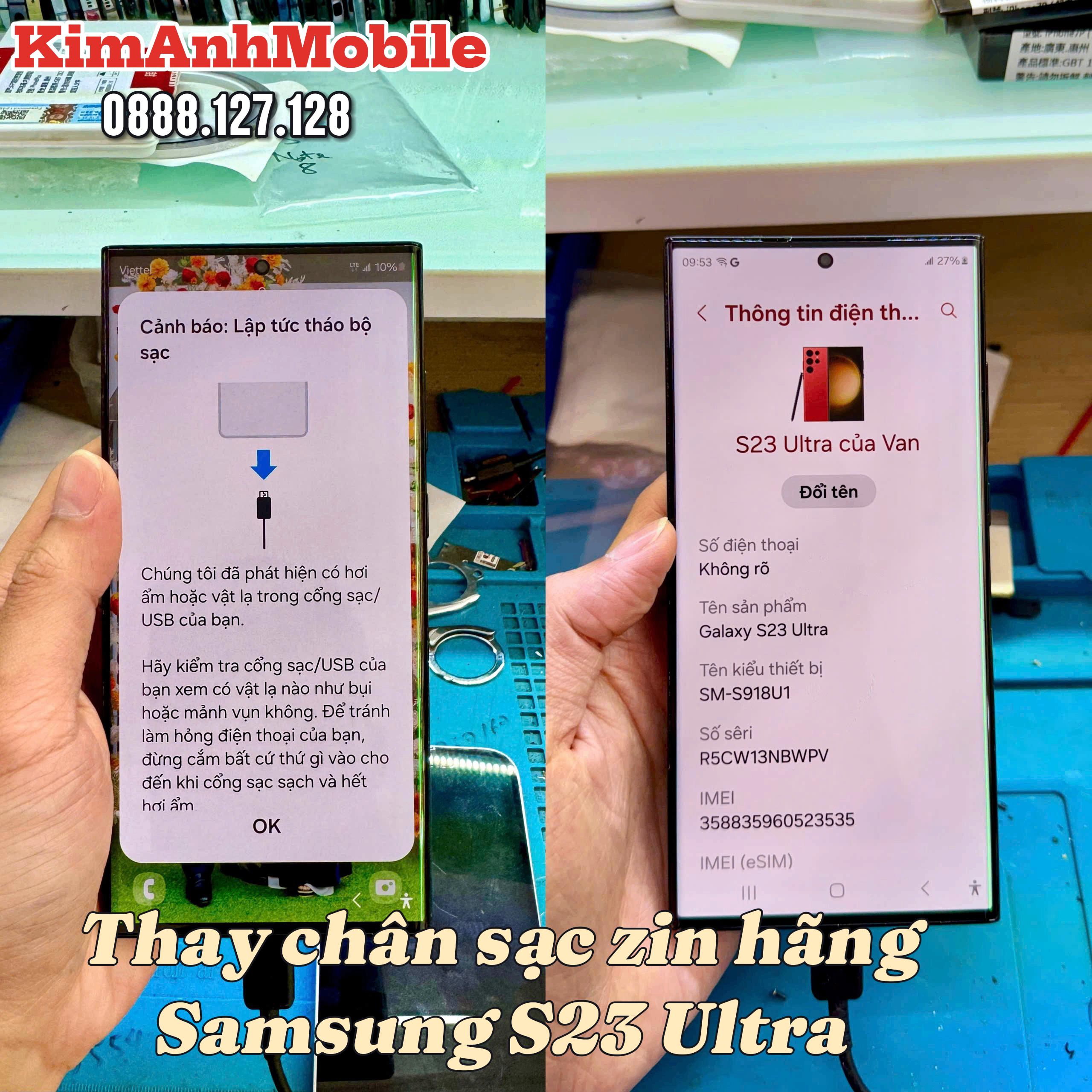 Thay Chân Sạc Zin Samsung S23 Ultra Tại Đà Nẵng – Lấy Ngay Tại Kim Anh Mobile