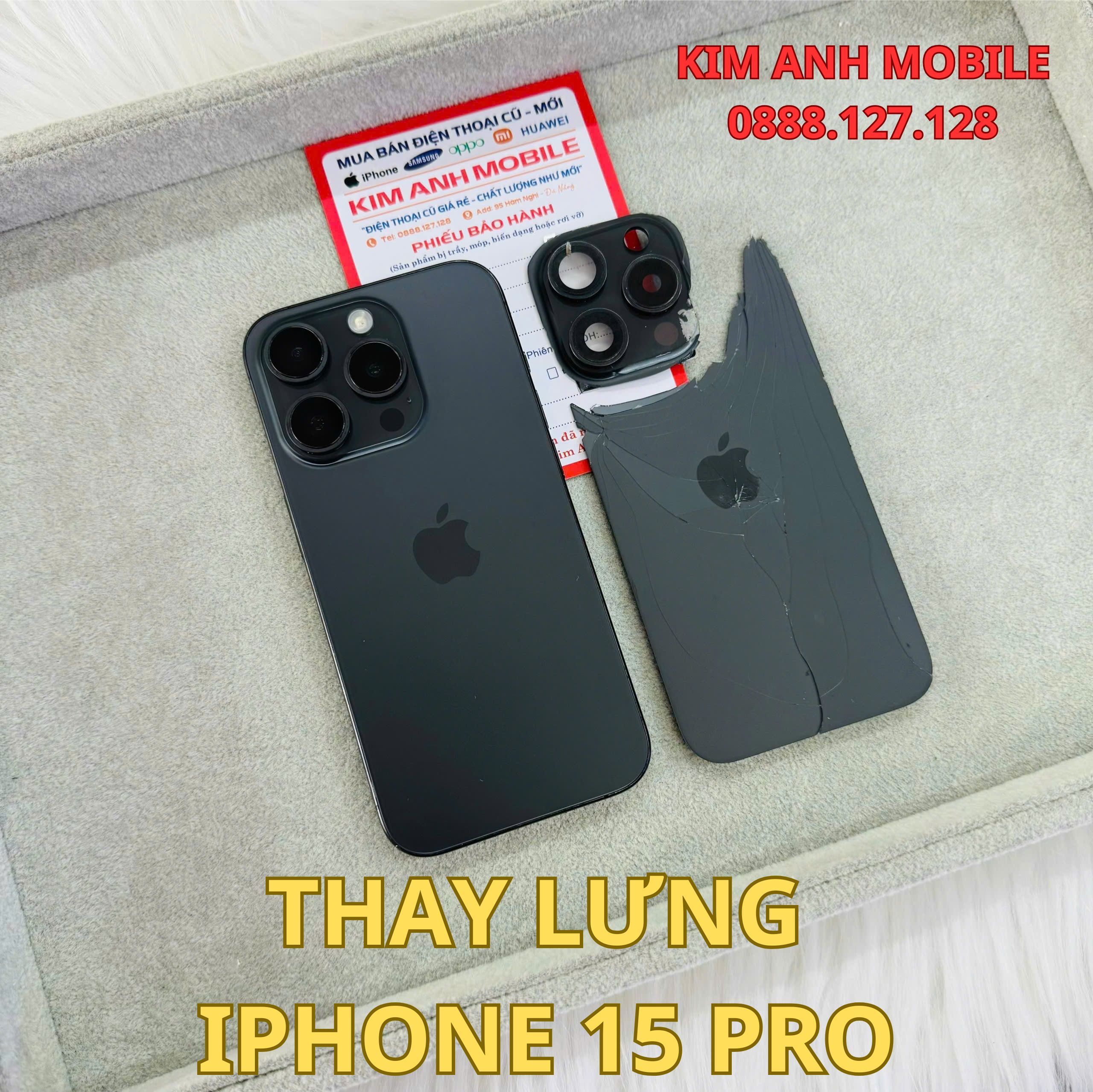 Thay Lưng iPhone 15 Pro - Chuẩn Màu Titan, Bền Đẹp Như Mới