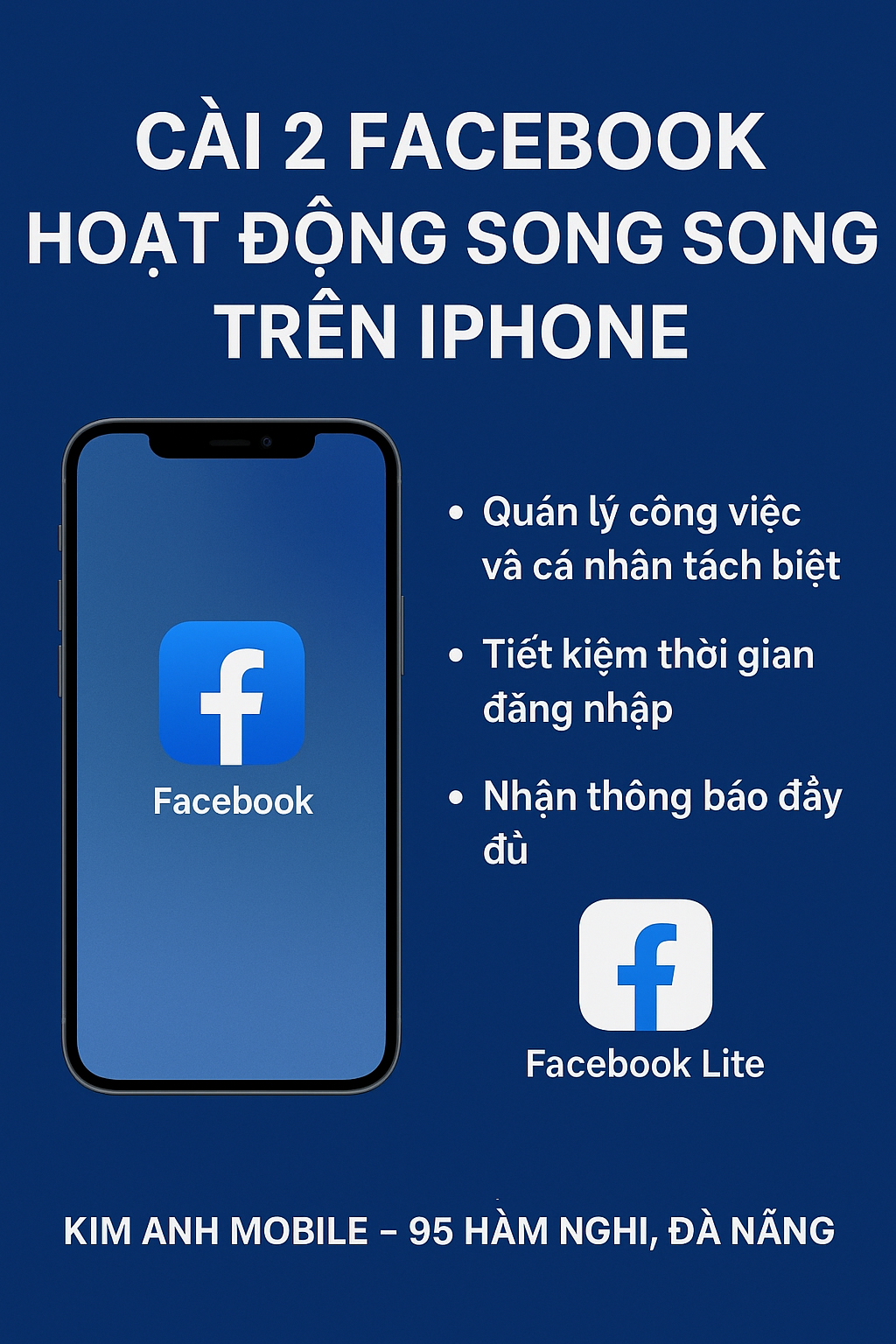 Cài 2 Facebook Hoạt Động Song Song Trên iPhone – Để Kim Anh Mobile hướng dẫn bạn nhé