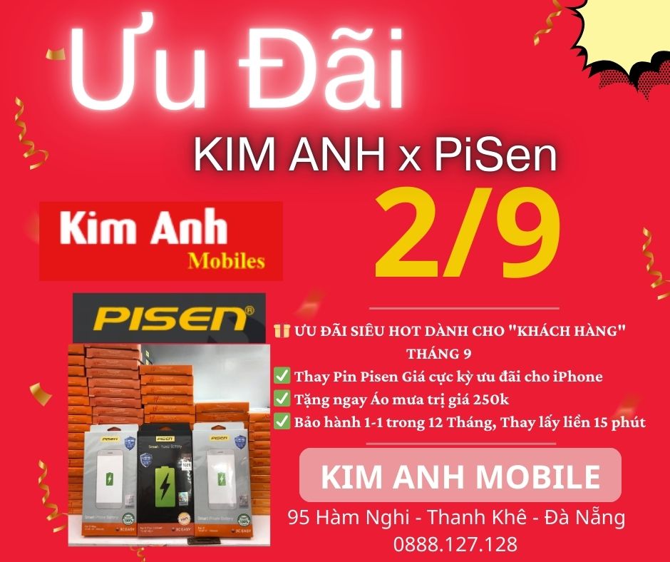 Thay Pin iPhone Pisen – Nhận quà xịn mịn từ Kim Anh Mobile dịp lễ 2/9