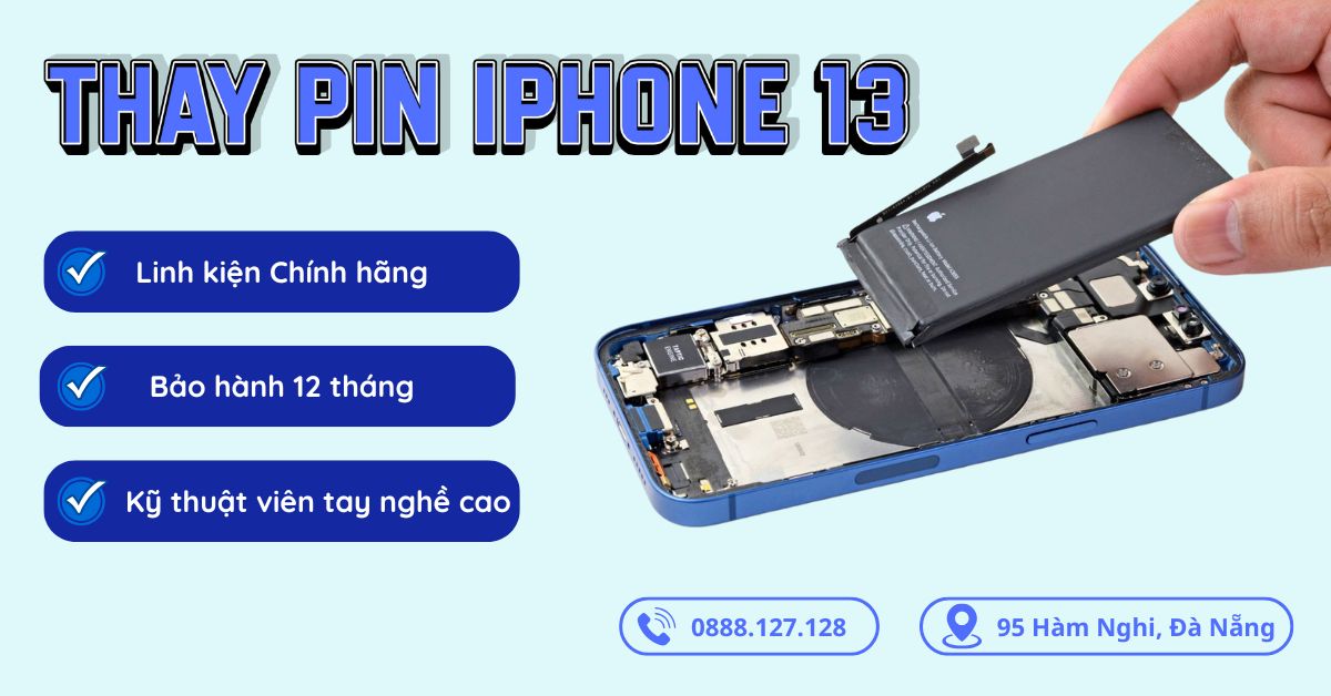 Thay pin iPhone 13 chính hãng tại Đà Nẵng – Bảo hành 12 tháng, lấy liền tại Kim Anh Mobile
