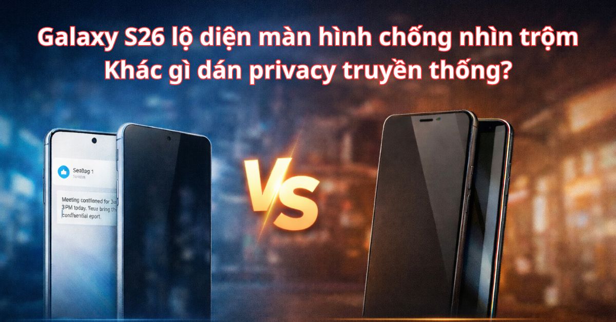 Galaxy S26 lộ diện màn hình chống nhìn trộm: Khác gì dán privacy truyền thống?