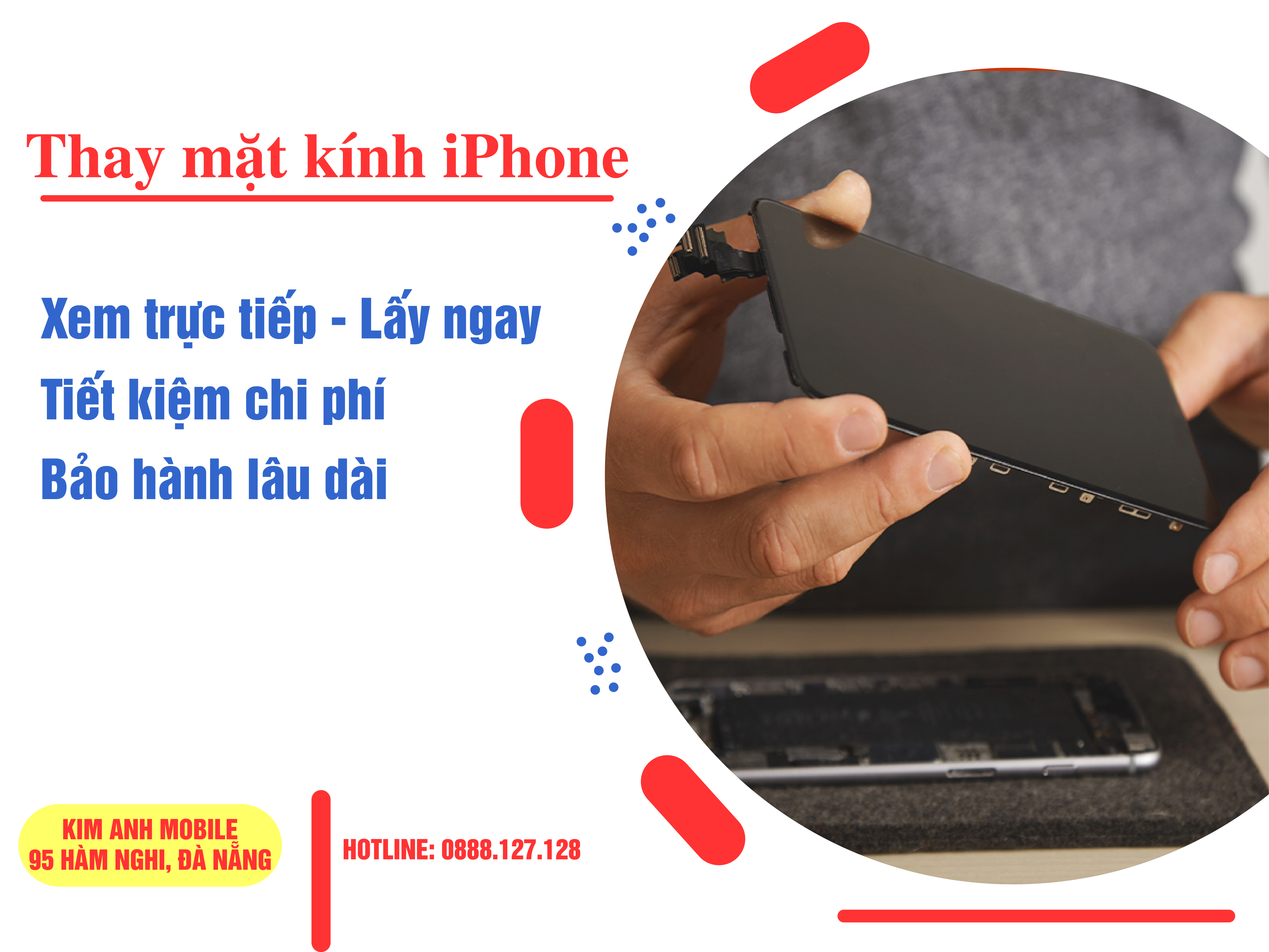 Báo Giá ép kính, Thay mặt kính iPhone tại Kim Anh Mobile