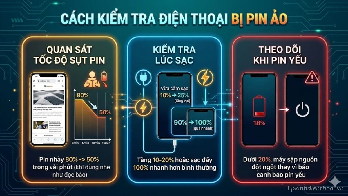Cách kiểm tra điện thoại bị pin ảo chính xác tại Kim Anh Mobile Đà Nẵng