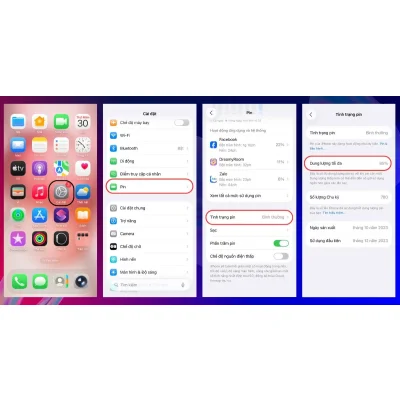Hướng dẫn kiểm tra tình trạng pin iPhone, dung lượng tối đa 85% tại Kim Anh Mobile Đà Nẵng.