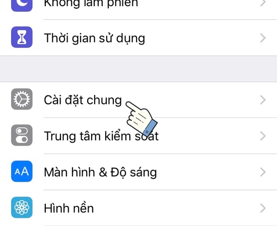 Hướng dẫn truy cập mục Cài đặt chung trên iPhone tại Kim Anh Mobile Đà Nẵng
