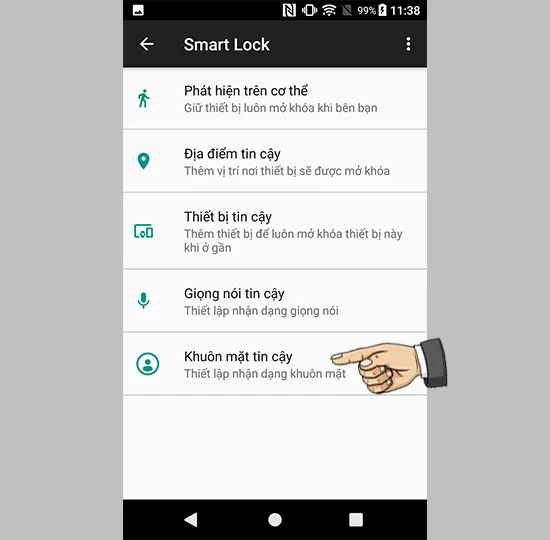 Cài đặt tính năng Khuôn mặt tin cậy Smart Lock trên điện thoại tại Kim Anh Mobile Đà Nẵng.
