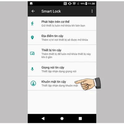 Cài đặt tính năng Khuôn mặt tin cậy Smart Lock trên điện thoại tại Kim Anh Mobile Đà Nẵng.