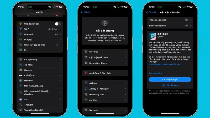 Hướng dẫn cập nhật phần mềm iOS 18.6.2 trên iPhone tại Kim Anh Mobile Đà Nẵng.