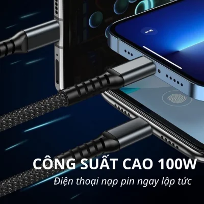 Cáp sạc nhanh 100W công suất cao cho điện thoại chính hãng tại Kim Anh Mobile Đà Nẵng.