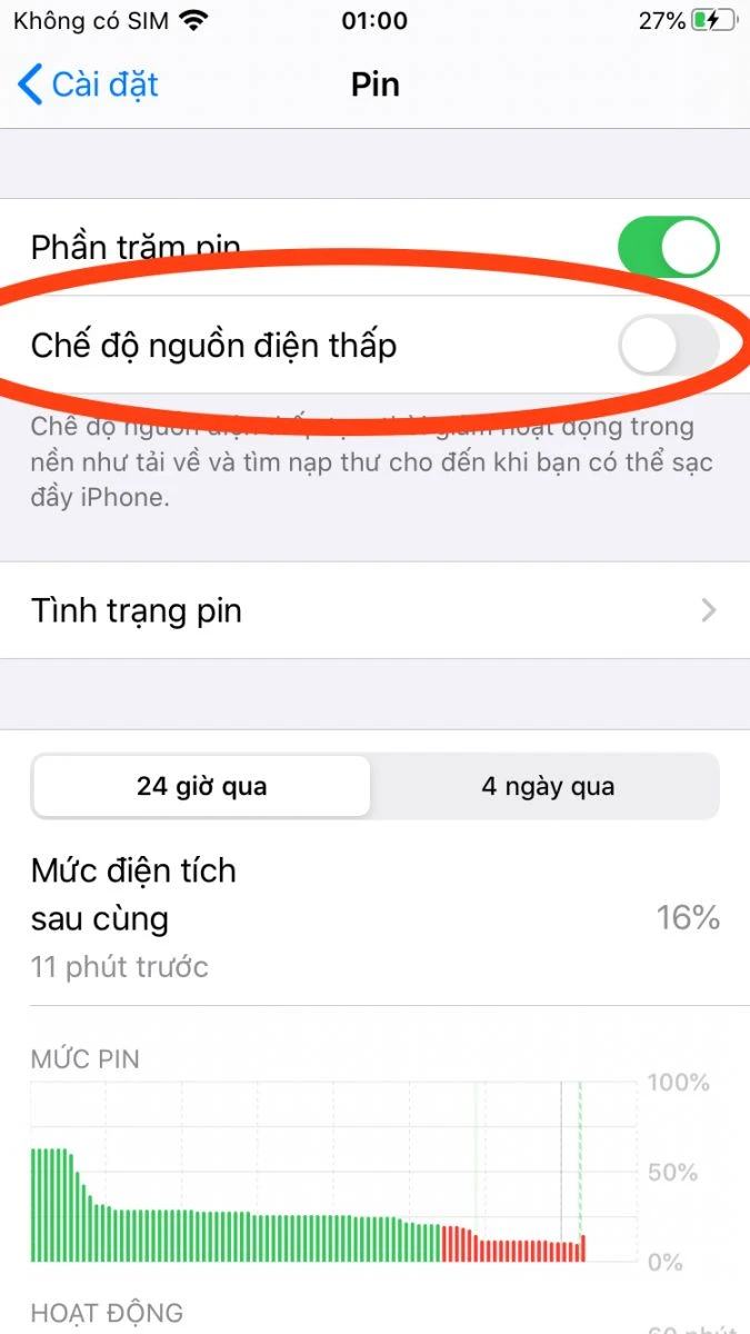 Hướng dẫn bật chế độ nguồn điện thấp trên iPhone tại Kim Anh Mobile Đà Nẵng.