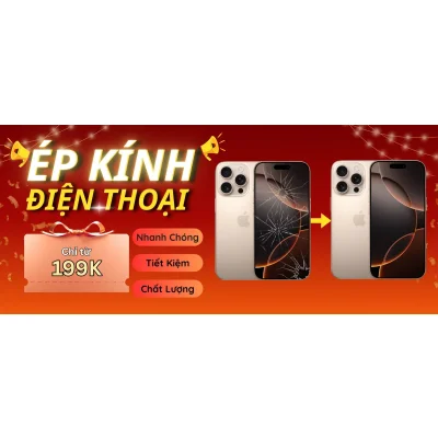 Banner quảng cáo dịch vụ ép kính điện thoại giá rẻ, nhanh chóng tại Kim Anh Mobile Đà Nẵng.