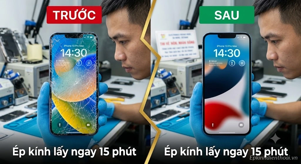 Ép kính điện thoại lấy ngay 30 phút tại Kim Anh Mobile Đà Nẵng