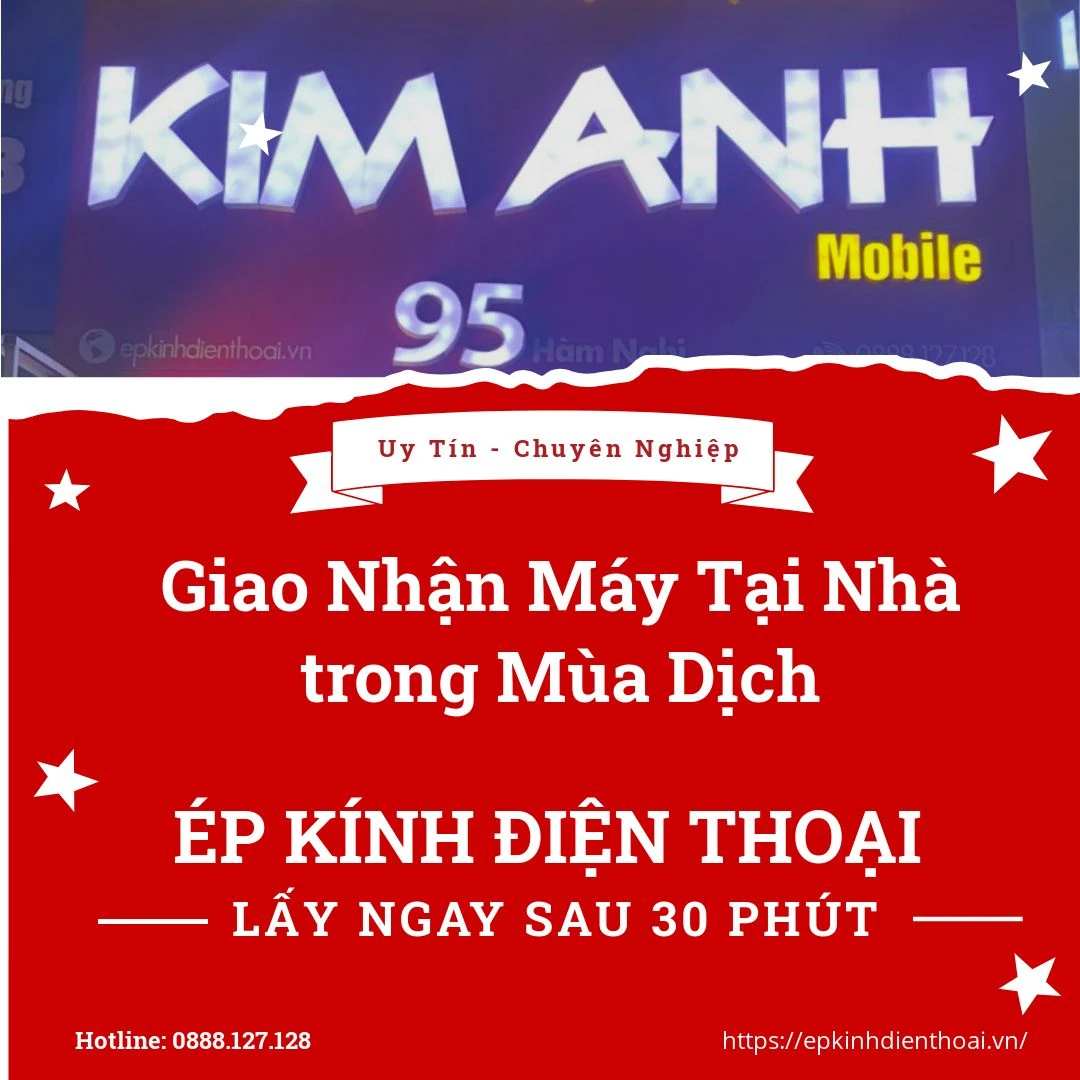 Banner quảng cáo ép kính điện thoại lấy ngay uy tín tại Kim Anh Mobile Đà Nẵng.