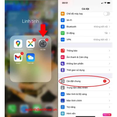 Hướng dẫn truy cập cài đặt chung trên iPhone tại Kim Anh Mobile Đà Nẵng.