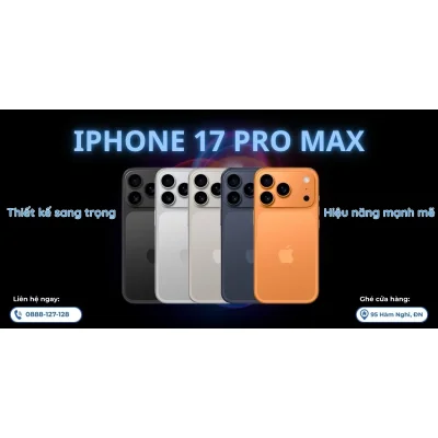 iPhone 17 Pro Max nhiều màu sắc, thiết kế sang trọng, hiệu năng mạnh mẽ tại Kim Anh Mobile Đà Nẵng.