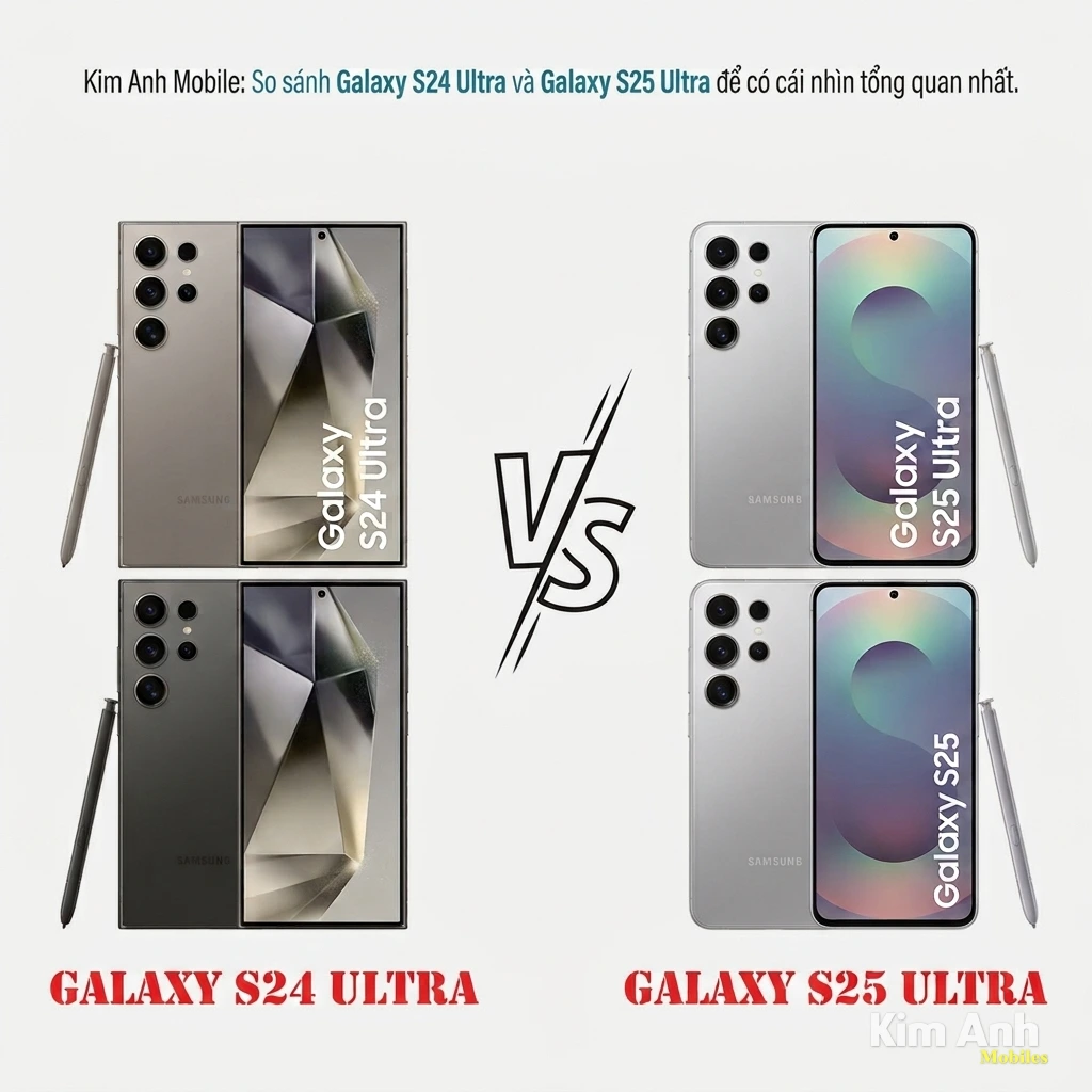 So sánh tổng quan điện thoại Samsung Galaxy S24 Ultra và S25 Ultra tại Kim Anh Mobile Đà Nẵng