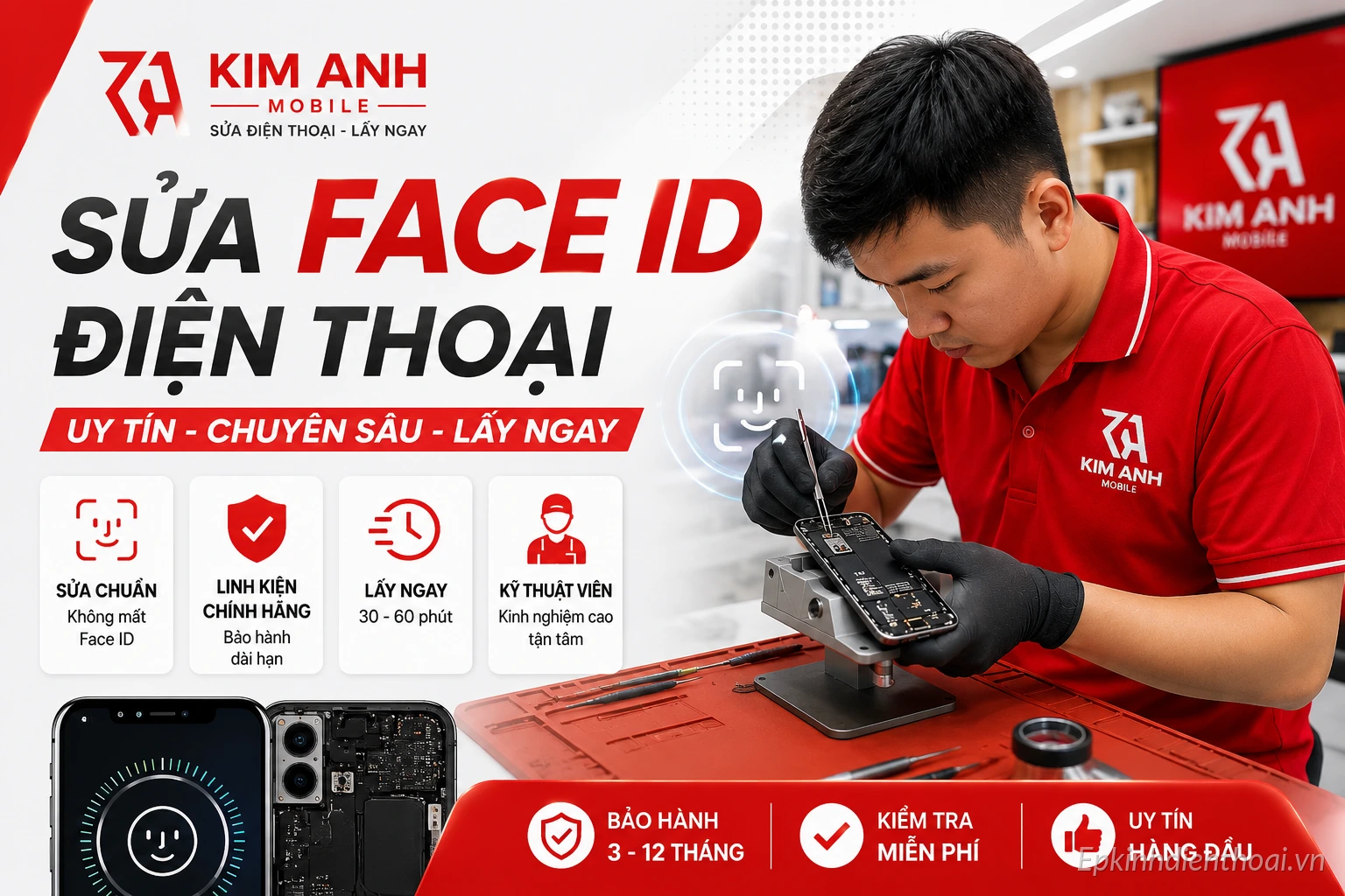 Sửa Face ID điện thoại uy tín lấy ngay tại Kim Anh Mobile Đà Nẵng