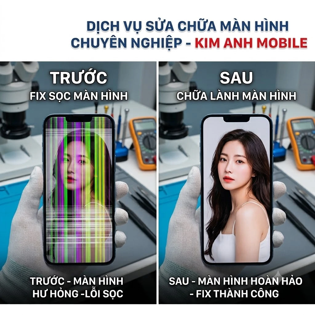 Dịch vụ sửa chữa màn hình điện thoại chuyên nghiệp, uy tín tại Kim Anh Mobile Đà Nẵng.