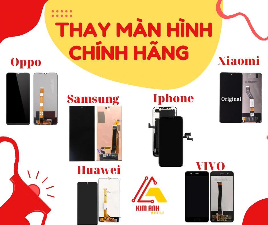 Banner quảng cáo dịch vụ thay màn hình điện thoại chính hãng uy tín tại Kim Anh Mobile Đà Nẵng.