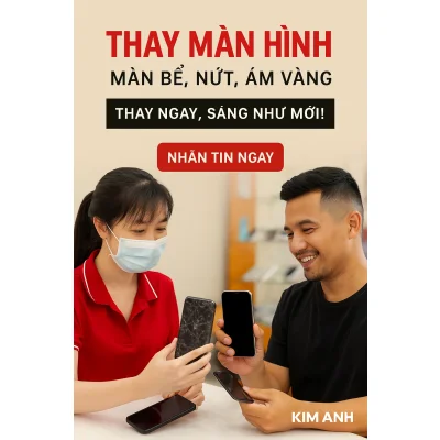 Banner quảng cáo dịch vụ thay màn hình điện thoại bể nứt lấy ngay tại Kim Anh Mobile Đà Nẵng.