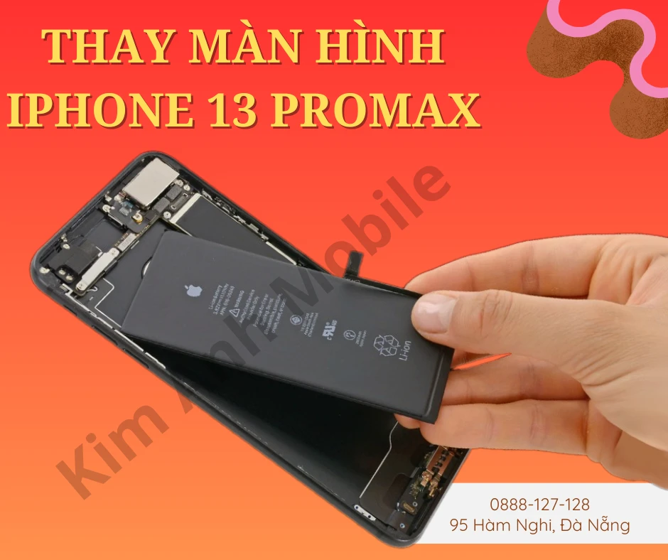 Banner quảng cáo dịch vụ thay màn hình iPhone 13 Pro Max uy tín tại Kim Anh Mobile Đà Nẵng.