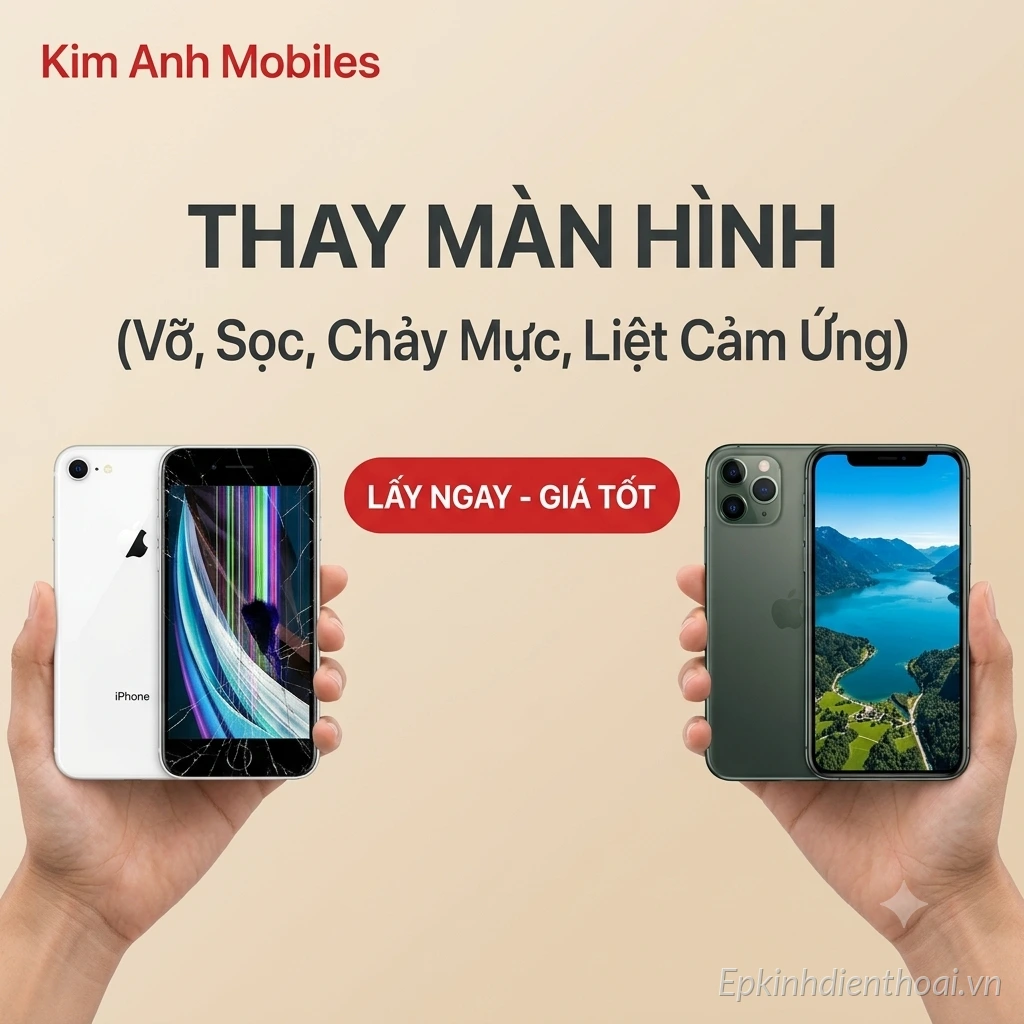 Thay màn hình iPhone vỡ, sọc, liệt cảm ứng lấy ngay tại Kim Anh Mobile Đà Nẵng