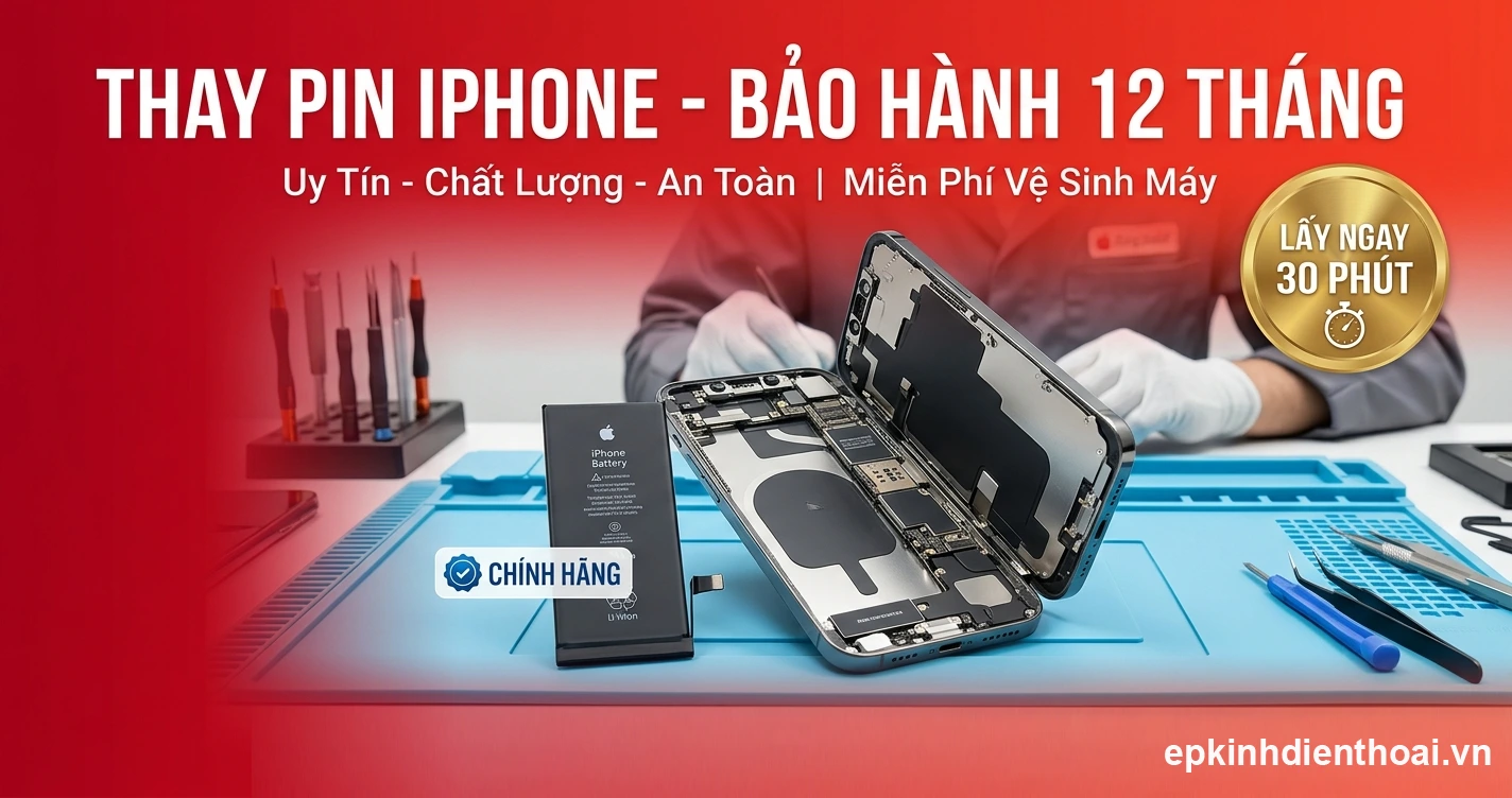 Thay pin iPhone chính hãng, bảo hành 12 tháng tại Kim Anh Mobile Đà Nẵng