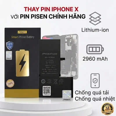Thay pin iPhone x pisen dung lượng cao rồng chính hãng tại đà nẵng