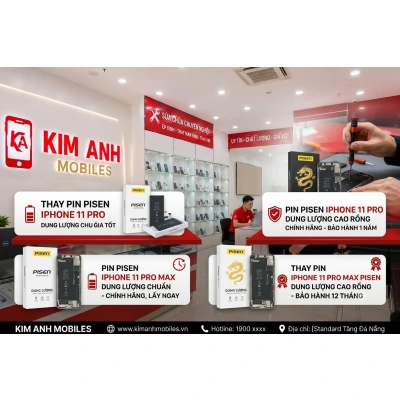 Thay pin Pisen iPhone 11 Pro Max chính hãng, lấy ngay tại Kim Anh Mobile Đà Nẵng