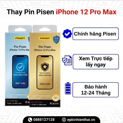 Thay Pin Pisen iPhone 12 Pro Max chính hãng tại Kim Anh Mobile Đà Nẵng