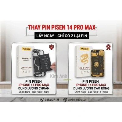 Pin pisen iPhone 14 pro max dung lượng chuẩn – giá tốt, bảo hành 1 năm