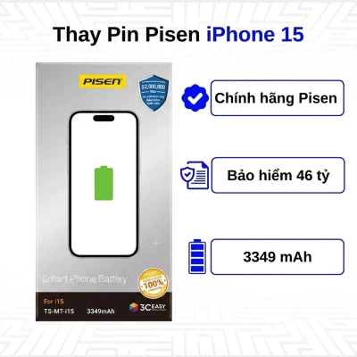 Thay pin Pisen iPhone 15 chính hãng tại Kim Anh Mobile Đà Nẵng