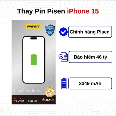 Thay pin Pisen iPhone 15 chính hãng tại Kim Anh Mobile Đà Nẵng