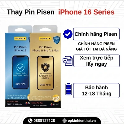 Pin pisen iPhone 16 dung lượng cao rồng chính hãng – bảo hành 12 tháng