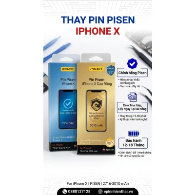 Thay pin iPhone x pisen dung lượng chuẩn chính hãng giá rẻ tại đà nẵng