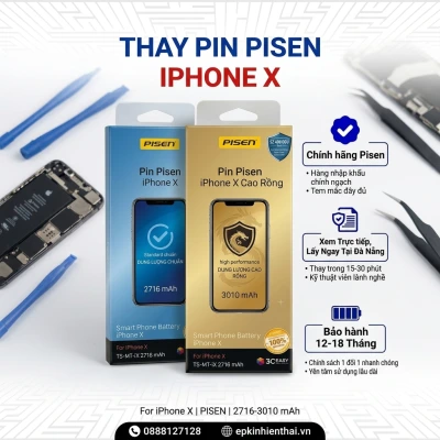 Thay pin Pisen iPhone X chính hãng lấy ngay tại Kim Anh Mobile Đà Nẵng