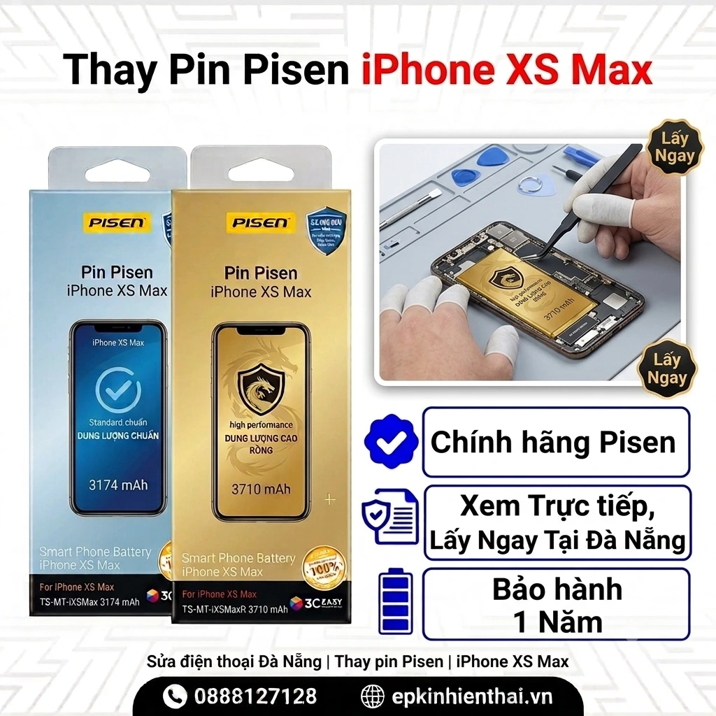 Thay pin iPhone x pisen dung lượng cao rồng chính hãng tại đà nẵng - Thay pin Pisen iPhone XS Max chính hãng lấy ngay tại Kim Anh Mobile Đà Nẵng
