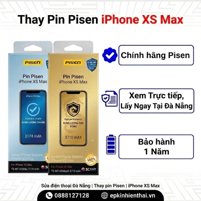 Thay pin iPhone xs max pisen dung lượng cao rồng chính hãng tại đà nẵng