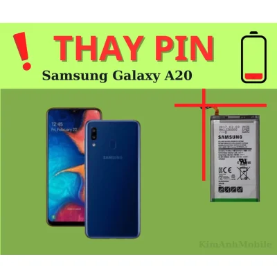 Banner quảng cáo dịch vụ thay pin Samsung Galaxy A20 chính hãng tại Kim Anh Mobile Đà Nẵng