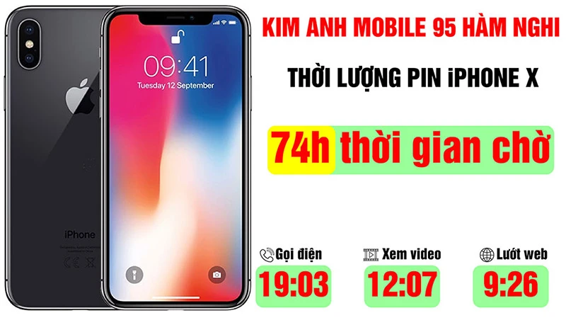 Infographic về thời lượng pin iPhone X chính hãng tại Kim Anh Mobile Đà Nẵng