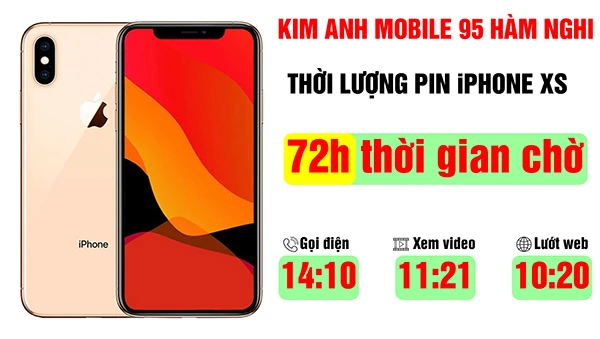 Thông tin chi tiết thời lượng pin iPhone XS chính hãng tại Kim Anh Mobile Đà Nẵng.