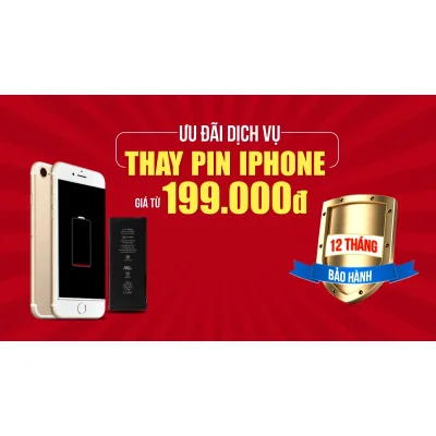 Banner ưu đãi dịch vụ thay pin iPhone giá rẻ tại Kim Anh Mobile Đà Nẵng, bảo hành 12 tháng.