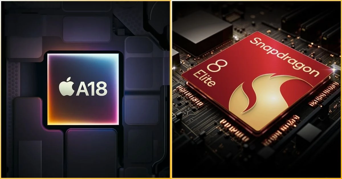 Hình ảnh so sánh vi xử lý Apple A18 và Snapdragon 8 Elite mới nhất tại Kim Anh Mobile Đà Nẵng.