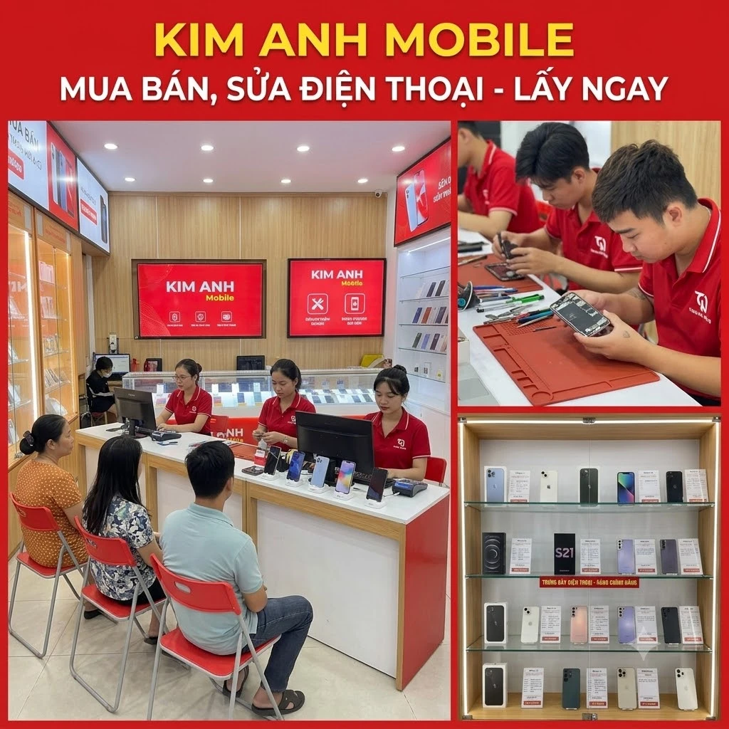 Cửa hàng Kim Anh Mobile tại Đà Nẵng chuyên mua bán và sửa chữa điện thoại uy tín, lấy ngay.