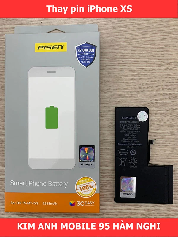 Pin Pisen iPhone XS chính hãng chất lượng cao tại Kim Anh Mobile Đà Nẵng