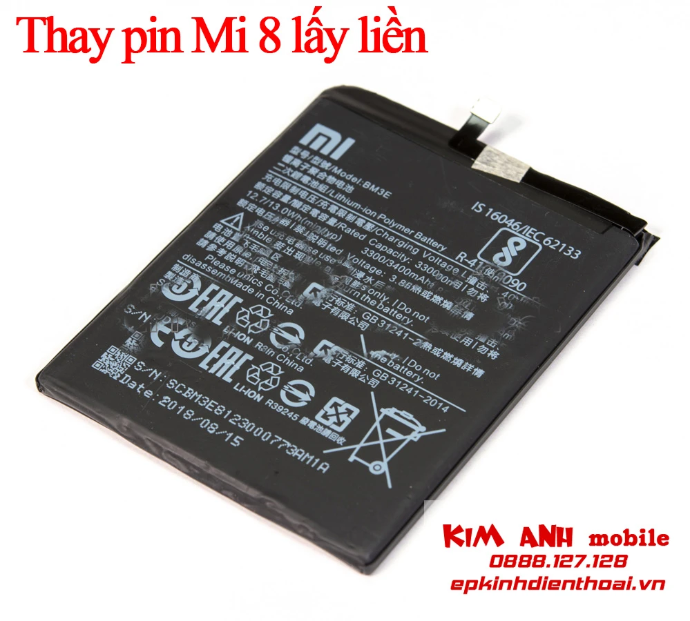 Pin Xiaomi Mi 8 zin chính hãng thay lấy ngay tại Kim Anh Mobile Đà Nẵng.