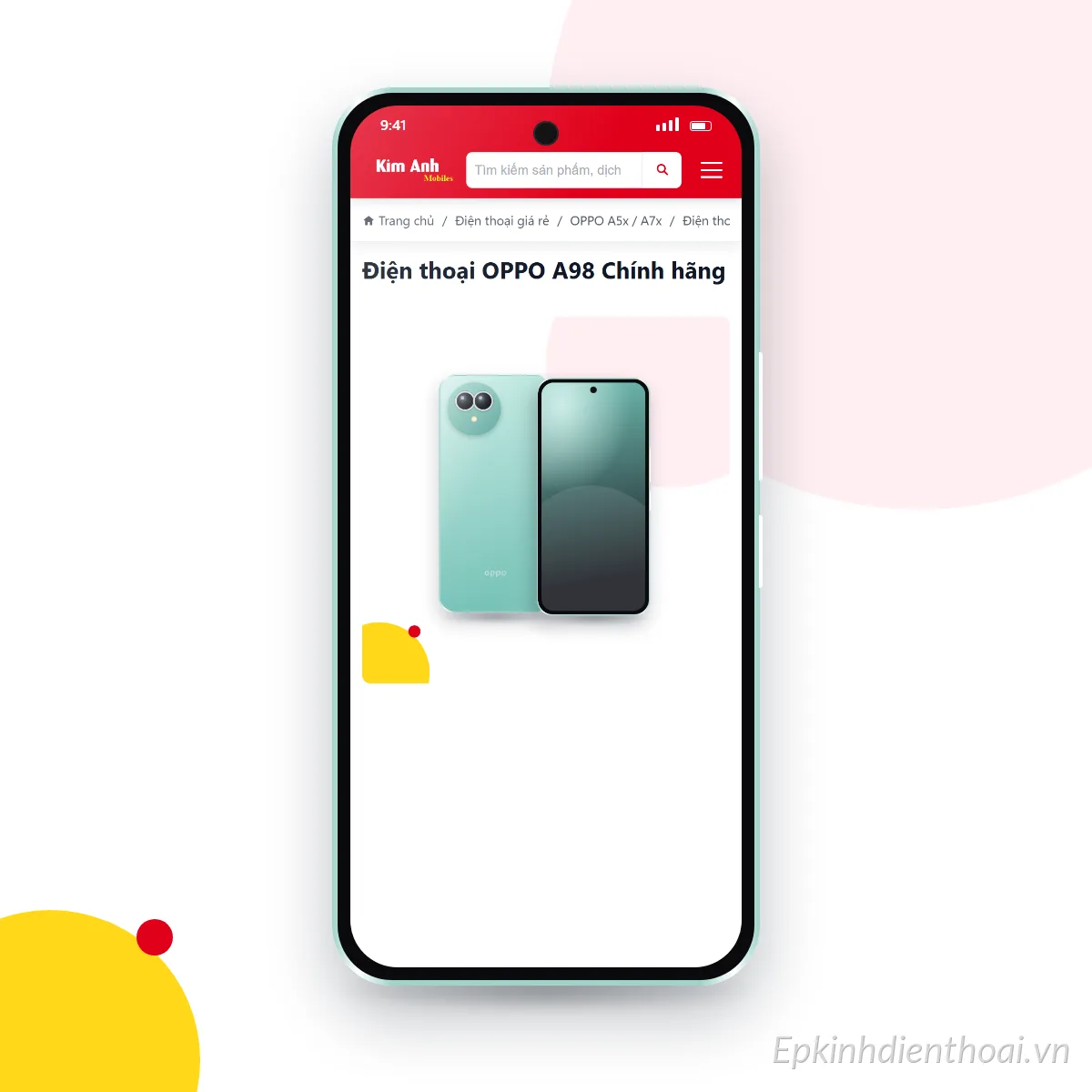 Điện thoại OPPO A98 đang mở trang sản phẩm trên epkinhdienthoai.vn (ảnh minh hoạ)