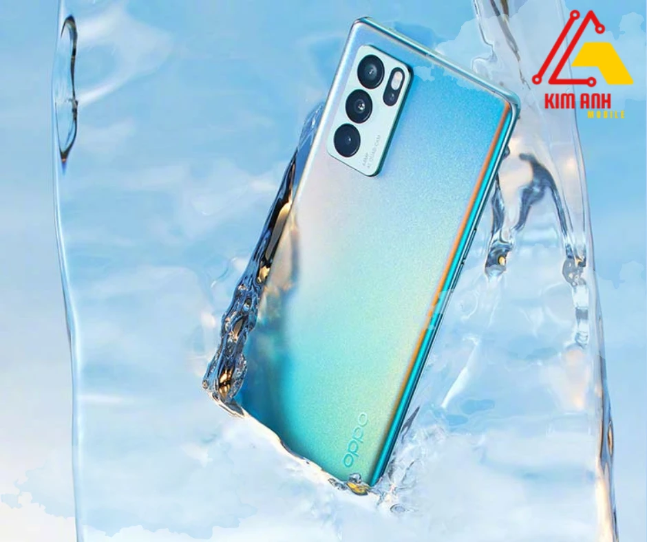 Điện thoại OPPO Reno 6 màu xanh bạc chính hãng giá tốt tại Kim Anh Mobile Đà Nẵng.